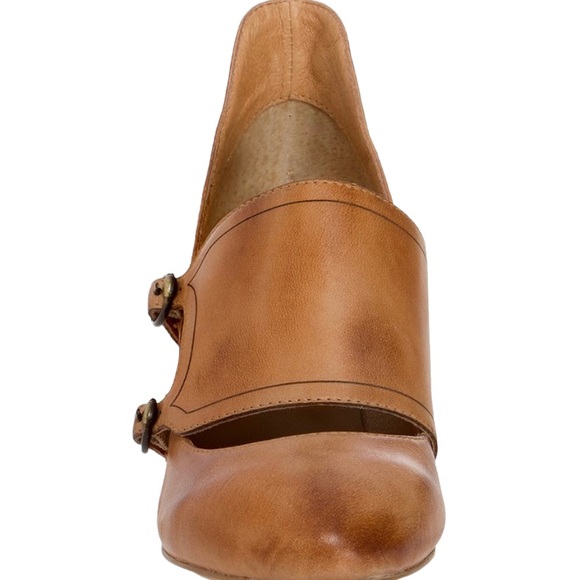 Max Studio Beau Tobacco Brown Leather Pump Cushioned Insole Monk Straps - Picture 4 of 8